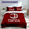 3pcs Associazione Calcio Milan Duvet Cover Set, Includes 1 Duvet Cover and 2 Pillowcases,Skin-Friendly&Comfortable Fabric,Suitable Bedding Sets
