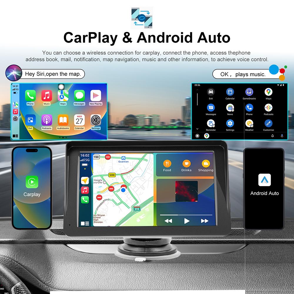 Universal 7 Inch Automotive Car Radio Multimedia Video Player Wireless Apple Carplay Android Auto Touch Screen FM Bluetooth WIFI