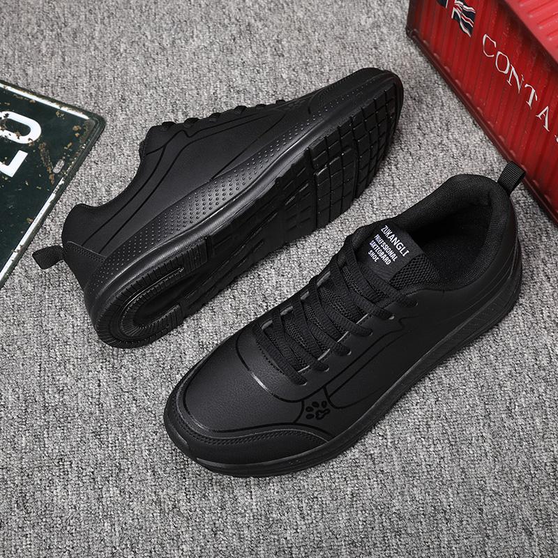 Модная беговая обувь Водонепроницаемые кроссовки из искусственной кожи Уличная спортивная обувь Мужские легкие кроссовки для ходьбы Повседневные кроссовки для мужчин Черные45