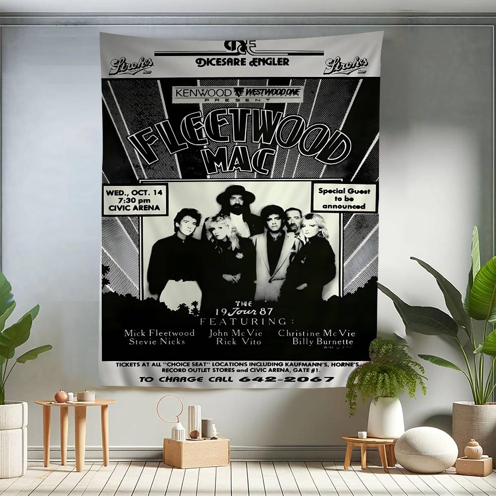 FFleetwood MMac Rock Band Printed Large Wall Tapestry Hanging Tarot Hippie Wall Rugs Dorm Art Home Decor