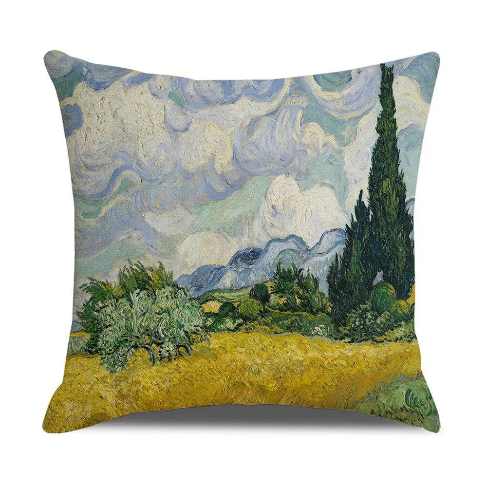 Vintage Art Cushion Cover Van Gogh Oil Painting Pillowcase Living Room Sofa Decoration Pillowcase
