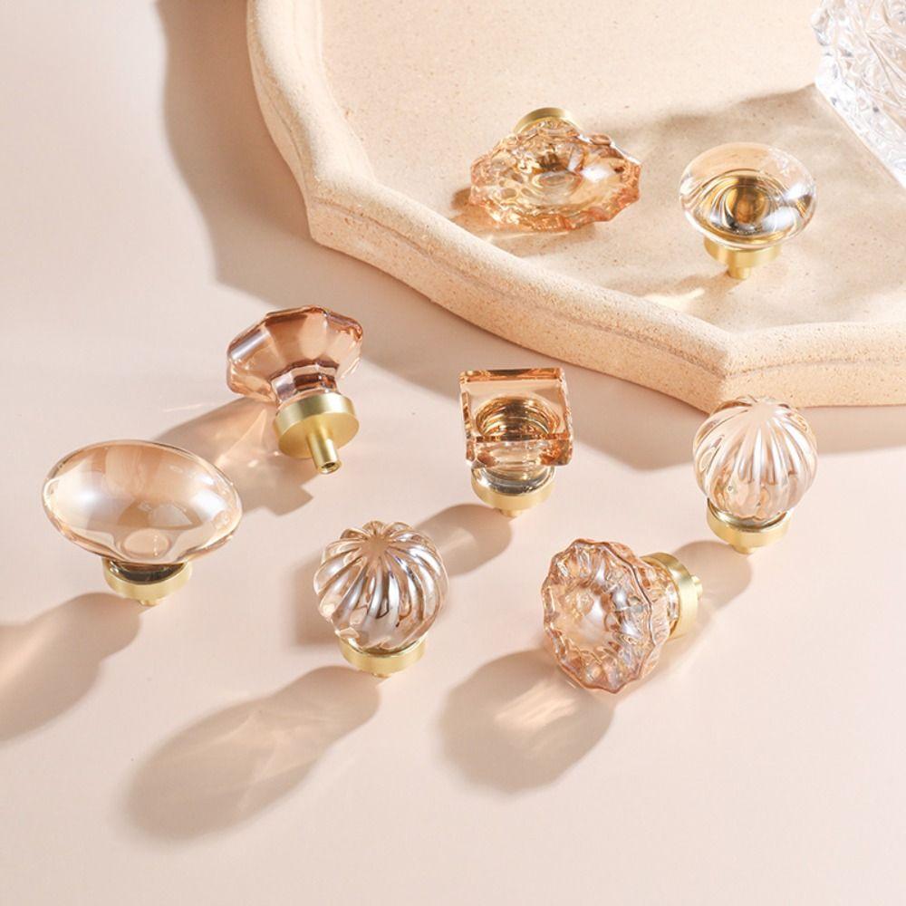 Ручка для мебели из хрустального стекла цвета шампанского / прозрачная ручка для шкафа