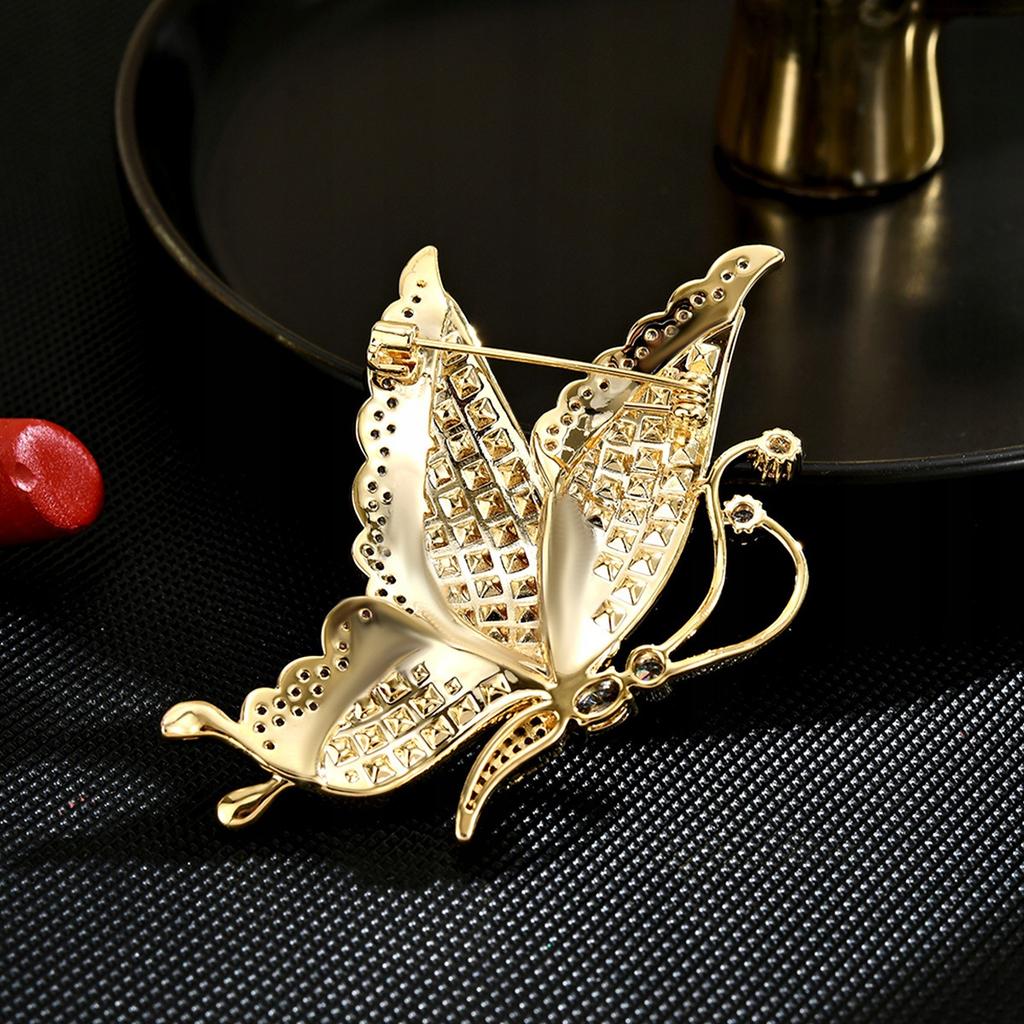 Women'S Butterfly Brooch -Plated Stones For Jacket Pinets
