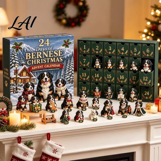 Christmas Party Favor Toy Shih Tzu Countdown Set 24-Day Advent Calendar with Mini Dog Kids Collectible Gift Figures Tree Hanging Decor