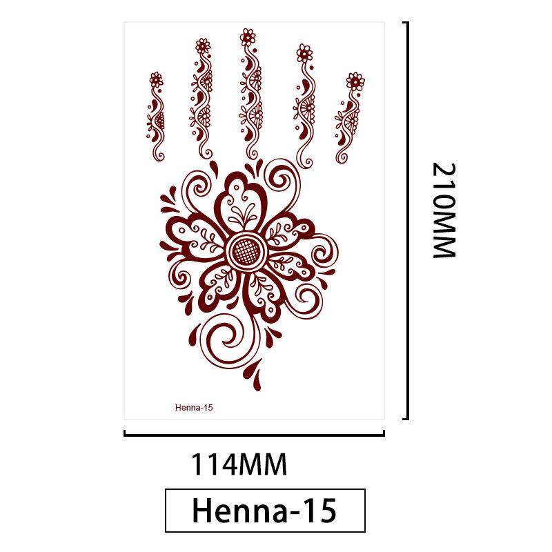 Lace Brown Waterproof Henna Flower Tattoo Stickers for Hands