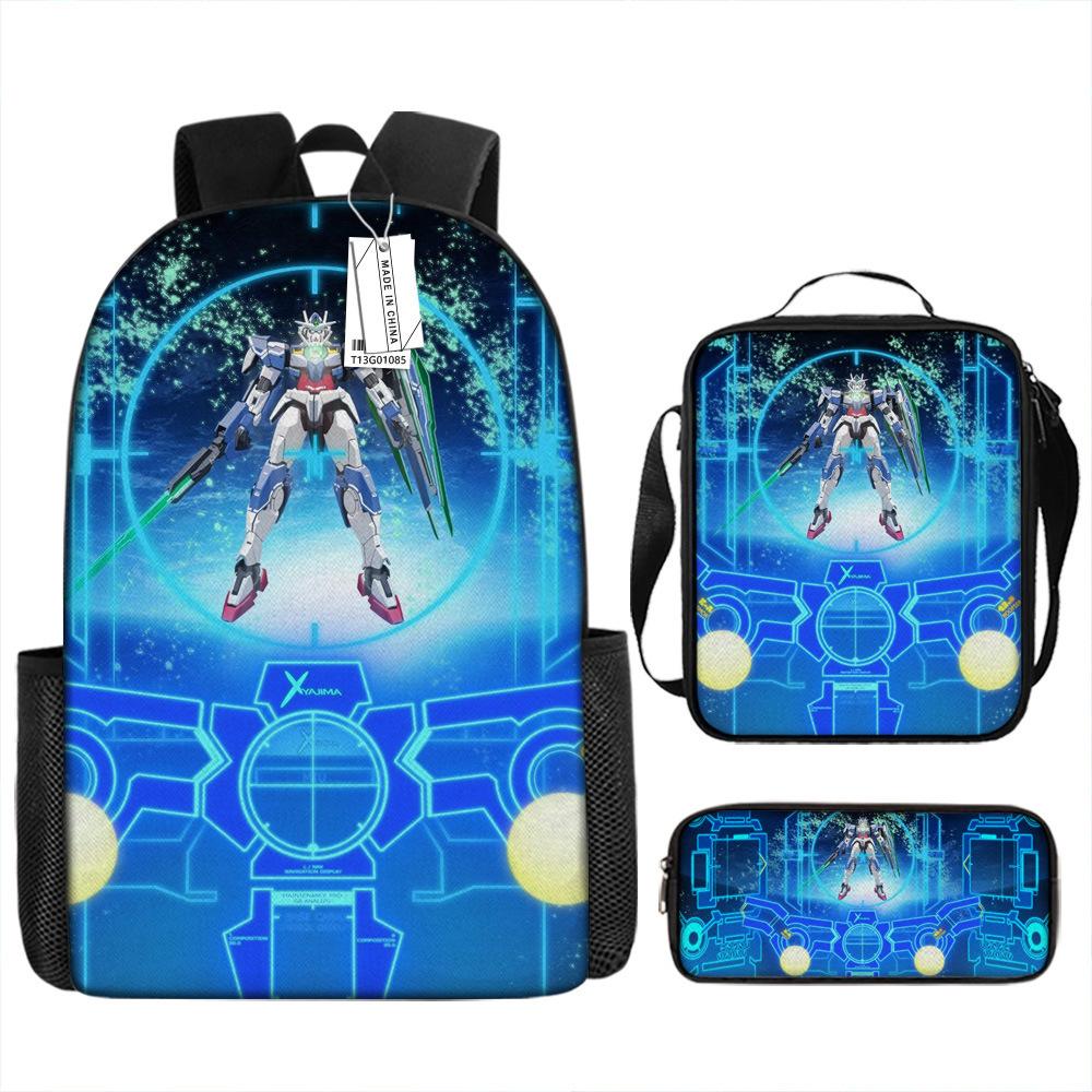 Школьный рюкзак Gundam Mecha для мальчиков и учеников начальной школы, сверхлегкий рюкзак с защитой от ударов, детский рюкзак в стиле анимации, набор из трех предметов.
