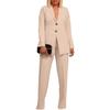 Women's Solid Color Two-Piece Suit Set with Notched Lapel and Button Closure, Elegant Long Pants Suit for Business Casual or Formal Wear