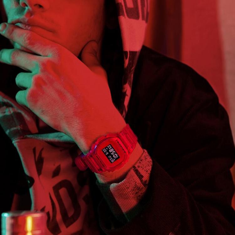 Casio G-Shock Summer Translucent Jelly LCD Display Reverse Shock Resistant Quartz Watch Resin Strap Men watches Red DW-5600SB-4PRABS