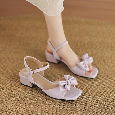 Летнее удобное слово с сандалиями женские повседневные однотонные сандалии на среднем каблуке женские с пряжкой круглый носок квадратный каблук размер женской обуви