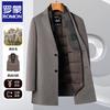 Men's Mid-Length Double-Sided Wool Coat with Detachable Down Liner