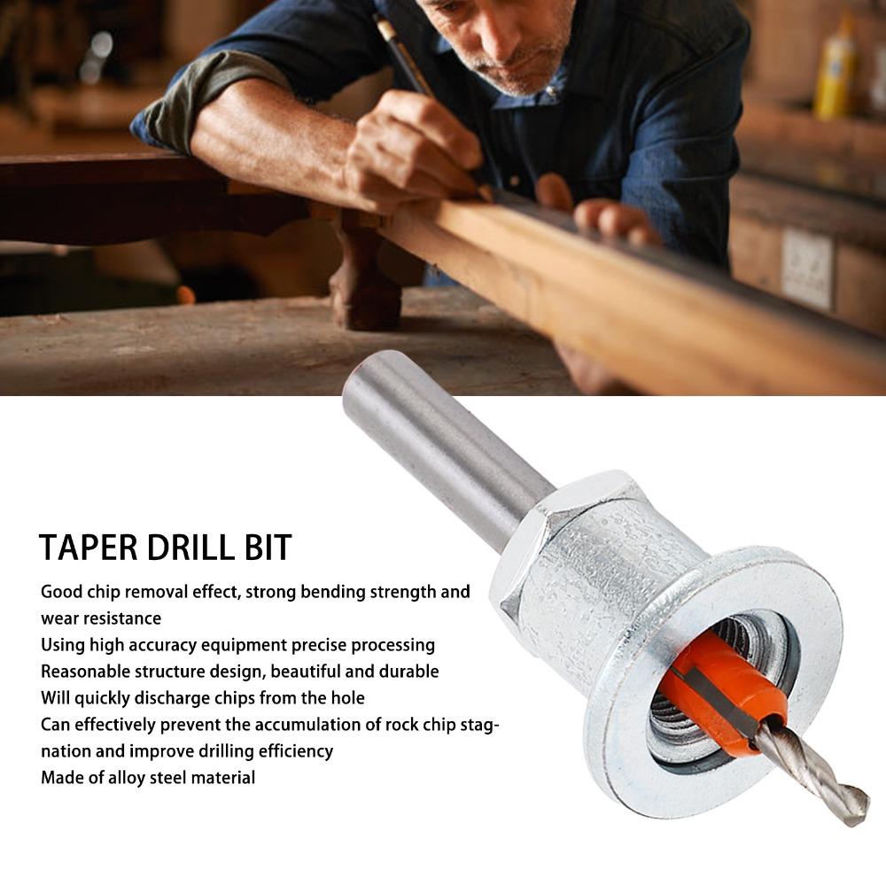 3.5 x 8mm Adjustable Depth Bit Silver Color Taper Hole Drill Woodworking Drill Bit  Woodworking