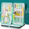 18-Piece Gradient Yellow-Green Manicure & Pedicure Tool Set with Nail Clippers and Cuticle Scissors