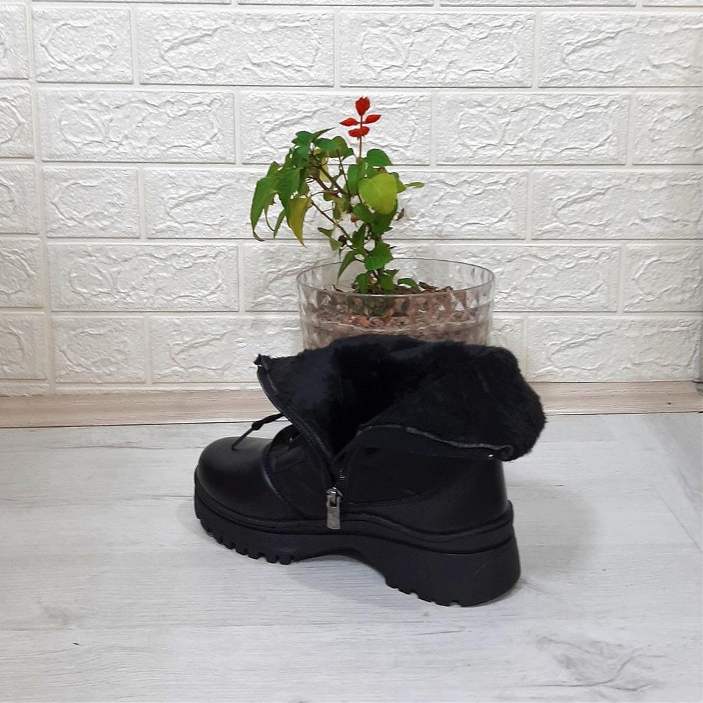 Twingo 875 Черные женские ботинки Nova на молнии с мехом внутри