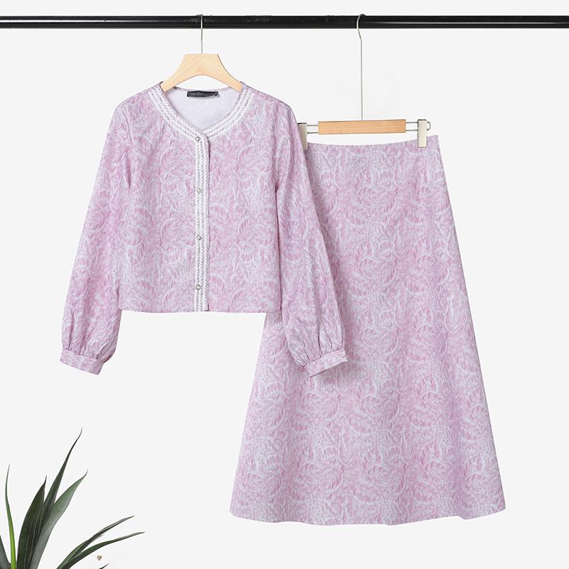 ZANZEA Women Long Sleeve Blouse and Long Skirts Print Casual Two Piece Suit Sets