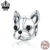 Серия животных Avle: Милые бусины из стерлингового серебра S925 в виде французского бульдога (YSCC315)