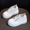 Inner Height-increasing Mesh White Shoes Women's Leather 2025 Summer New Thick-soled Breathable and Lightweight Casual Women's Shoes Muffin Shoes