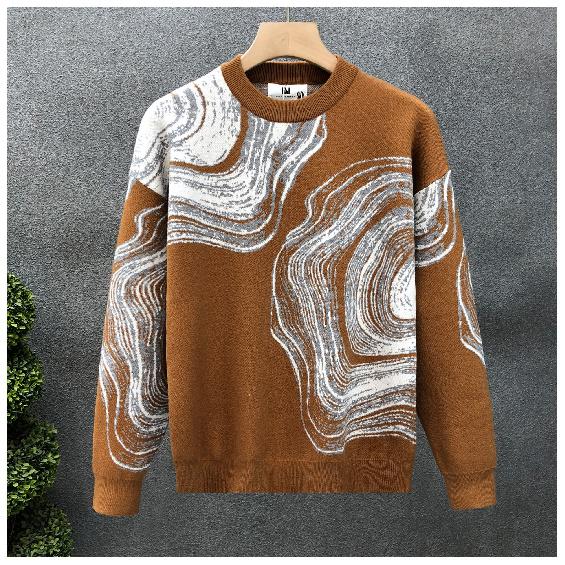 Весенняя новинка, мужская рубашка с принтом, длинный рукав, красивое модное мужское драпированное эластичное нижнее белье, свитер, повседневный топ