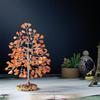 Carnelian Chakra Tree of Life - Crystal Tree, Geode Agate Slice Base, Handmade Gems Tree - Feng Shui Decor,