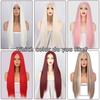 Синтетические парики Длинный прямой розовый парик для косплея для женщин Блондинка Черный Красный Оранжевый Средняя часть Женские парики