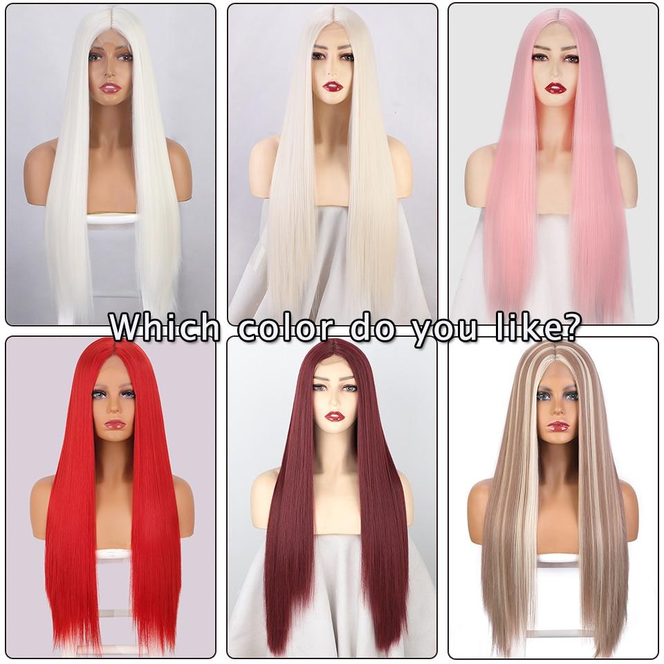 Синтетические парики Длинный прямой розовый парик для косплея для женщин Блондинка Черный Красный Оранжевый Средняя часть Женские парики