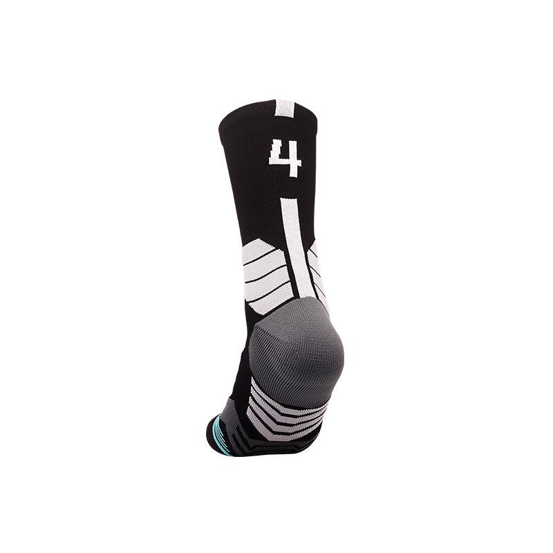 Men's Black and White Breathable Shock-Absorbing Basketball Socks