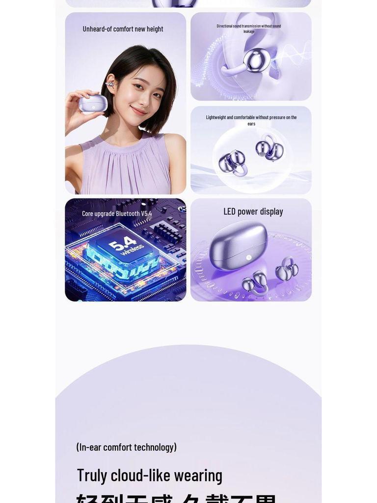 S480 Wireless Bluetooth Headset: Stylish Clip-On, High-Quality Sound, Long Battery, Ideal for Sports & Running.