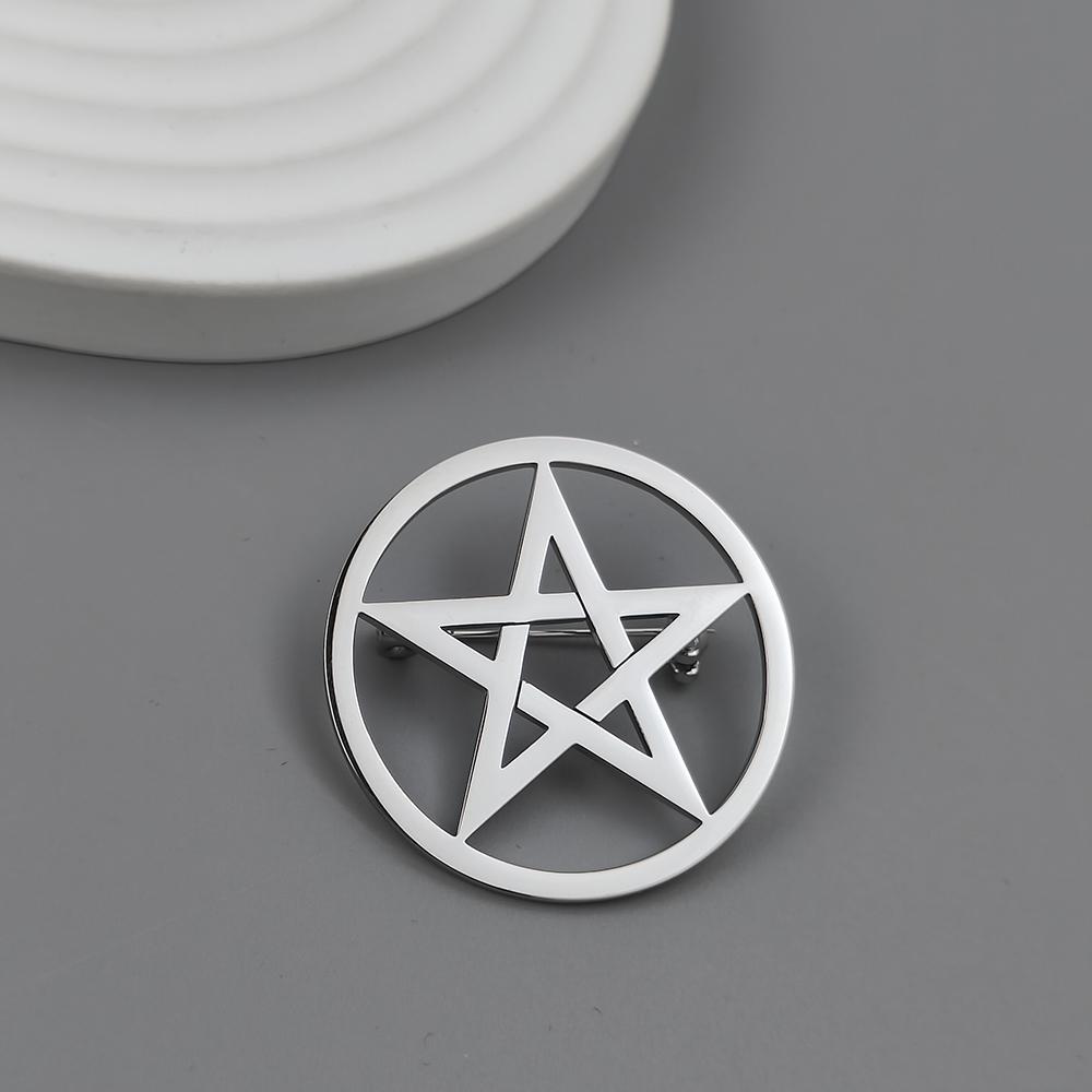 Pentagram series stainless steel brooch, symbolizing the positive energy of warding off evil, symbol of cultural lapel jewelry.