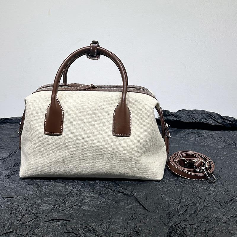 Новая женская сумка-тоут, сумка-тоут Niche High-end Light Luxury Linen Contrast Color Bowling Leather Casual Bag For Women