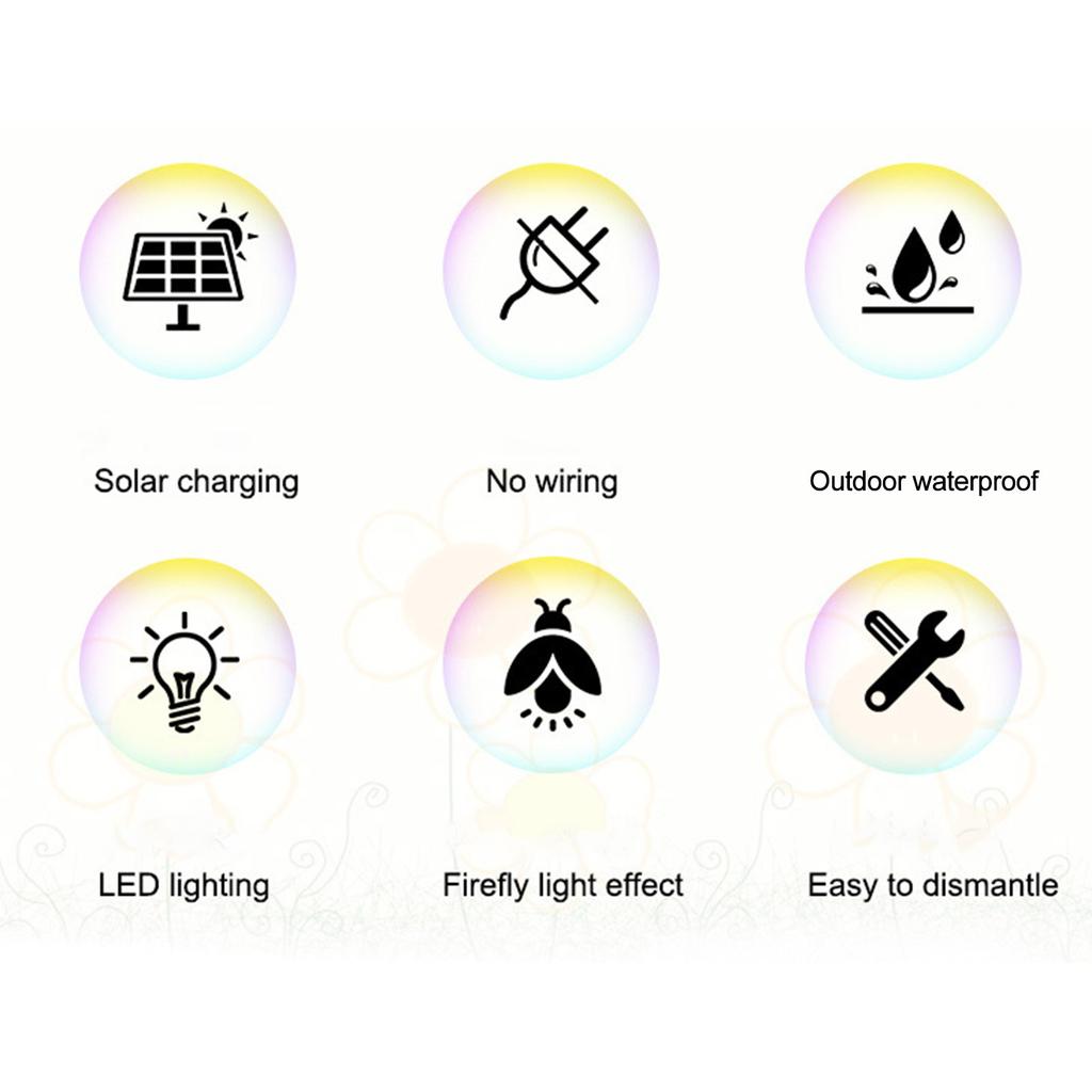 2 Packs 6-head Solar Swaying Firefly Lamps Intelligent Light Control Outdoor Waterproof Ground Plug