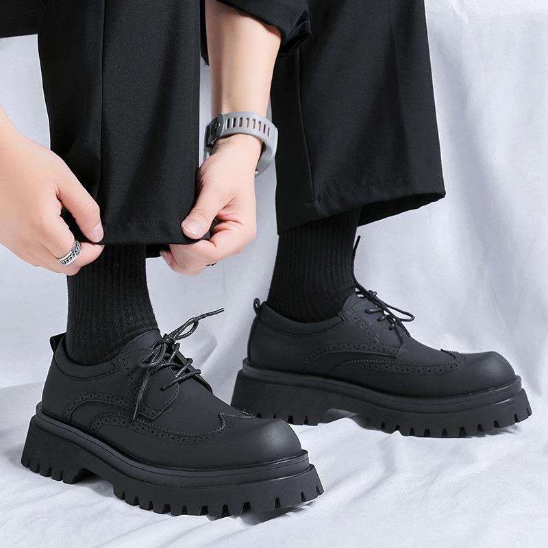 Мужская мода свадебная вечеринка платье туфли броги из натуральной кожи шнуровка дерби обувь черные трендовые кроссовки на платформе молодежная обувь