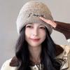 Корейская простая однотонная шерстяная шапка с вышивкой букв для женщин, сезонная, для путешествий, универсальная, для узкого лица, теплая вязаная шапка