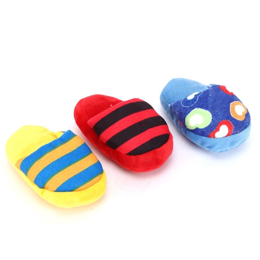 3PCS Long Lasting Plush Squeaky Toy Colorful Stripe Interactive Dog Toy Boredom Relief