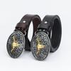Fashion Personality Western Denim Belt Gold Plated Retro Cow Head Belt Men's Cow Leather Belt