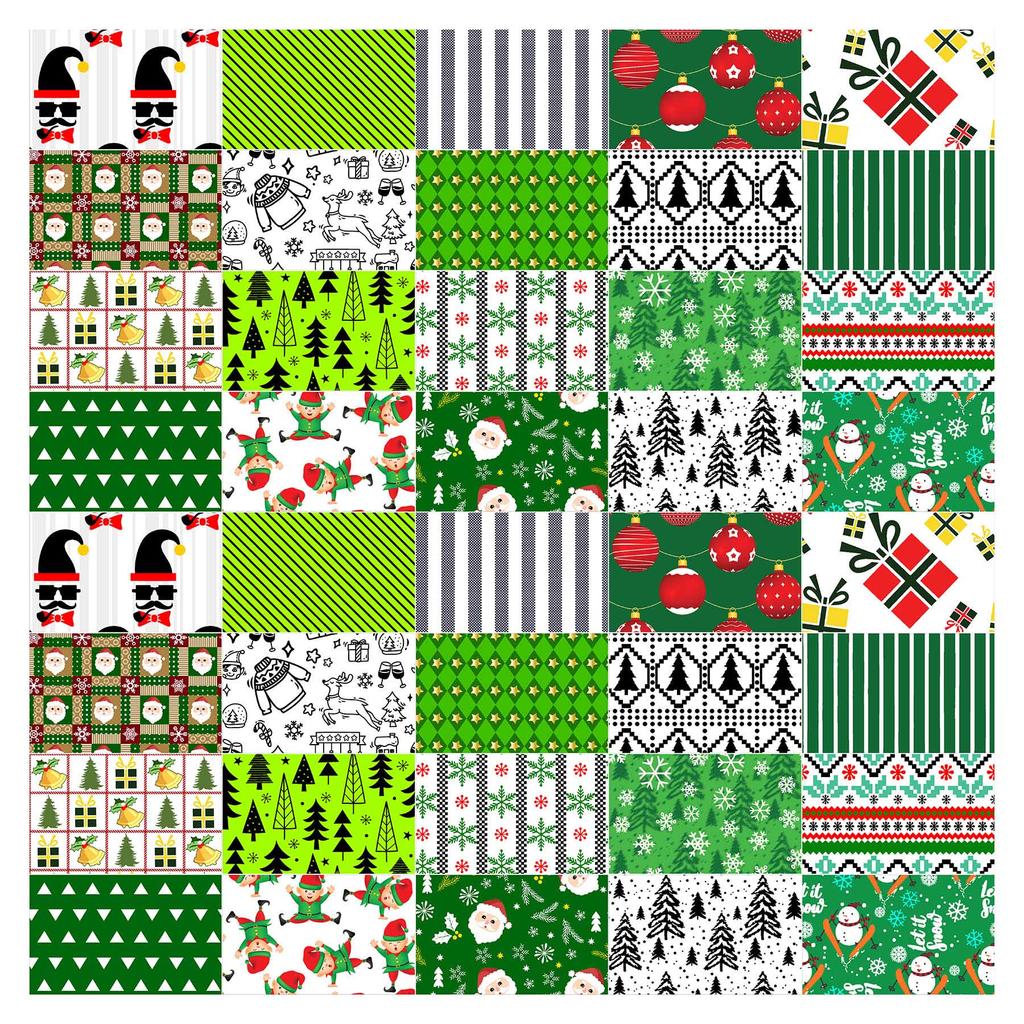 Soimoi Christmas Theme Print Precut 5-inch Cotton Fabric Quilting Squares Charm Pack DIY Patchwork Sewing