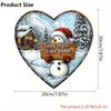 Rustic Wooden Christmas Sign with Snowman Pattern - Heart-shaped Navidad Sign for Front Doo, Wall Hanging Decor - Ideal Christmas Decoration