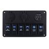 6 Way LED Car Boat Rocker Switch Panel   USB Socket   Cigarette Plug   Voltmeter