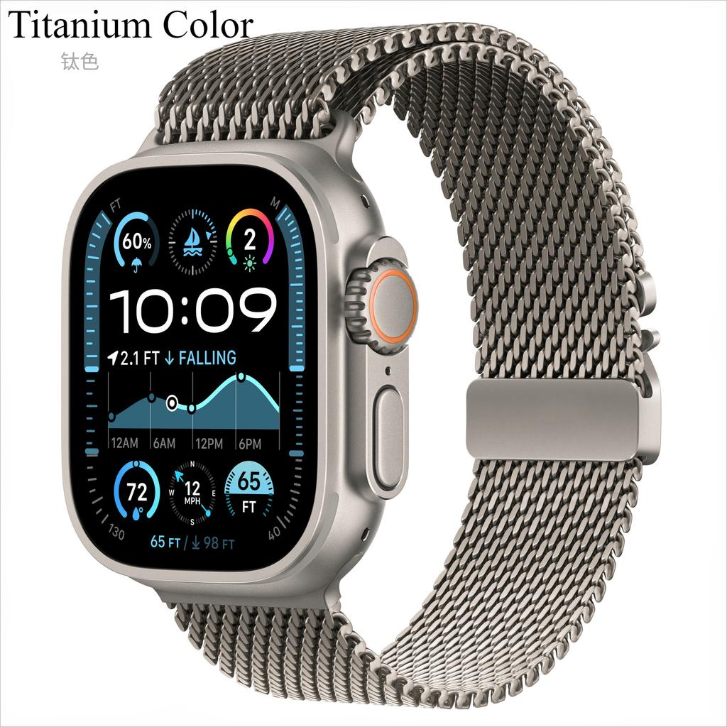 Milanese Loop Titanium Color Strap for Apple Watch Ultra 2 Band 49mm 45mm 46mm 44mm 42mm Bracelet iWatch Series 10 9 8 7 6 5 SE