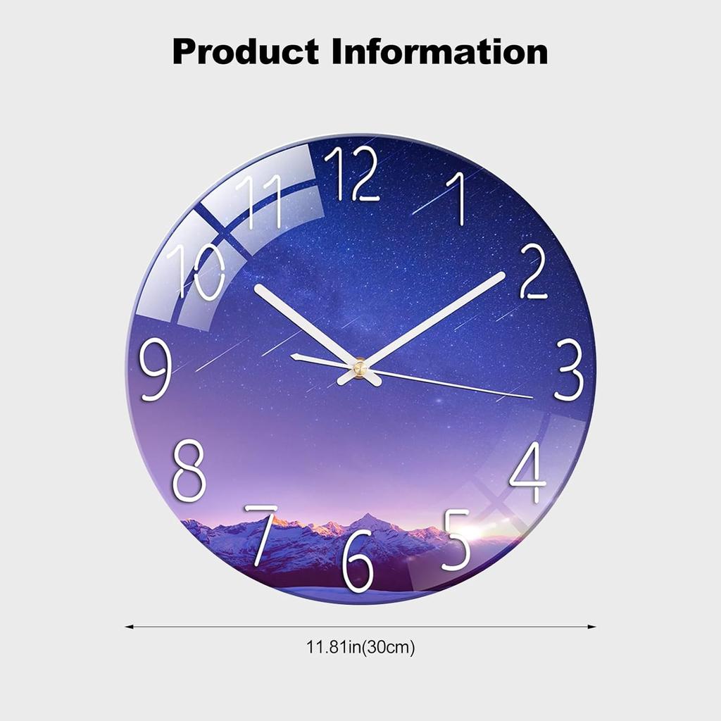 Цифровые настенные часы с низким уровнем шума, 30 см/12 дюймов Метеор Настенные часы Кварцевые часы Тихие бесшумные простые часы для домашнего декора Детская комната