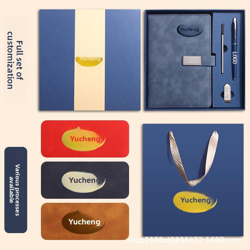 Custom Logo School & Business Notebook Set Wired Glue Bound PU Leather Cover Notepad Gift for Students and Professionals