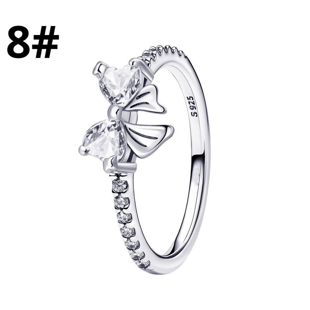 925 Silver Charms Colorful Bow Set Earrings Ring Beads Pendant for Women Bracelets Necklaces DIY Jewelry Gift