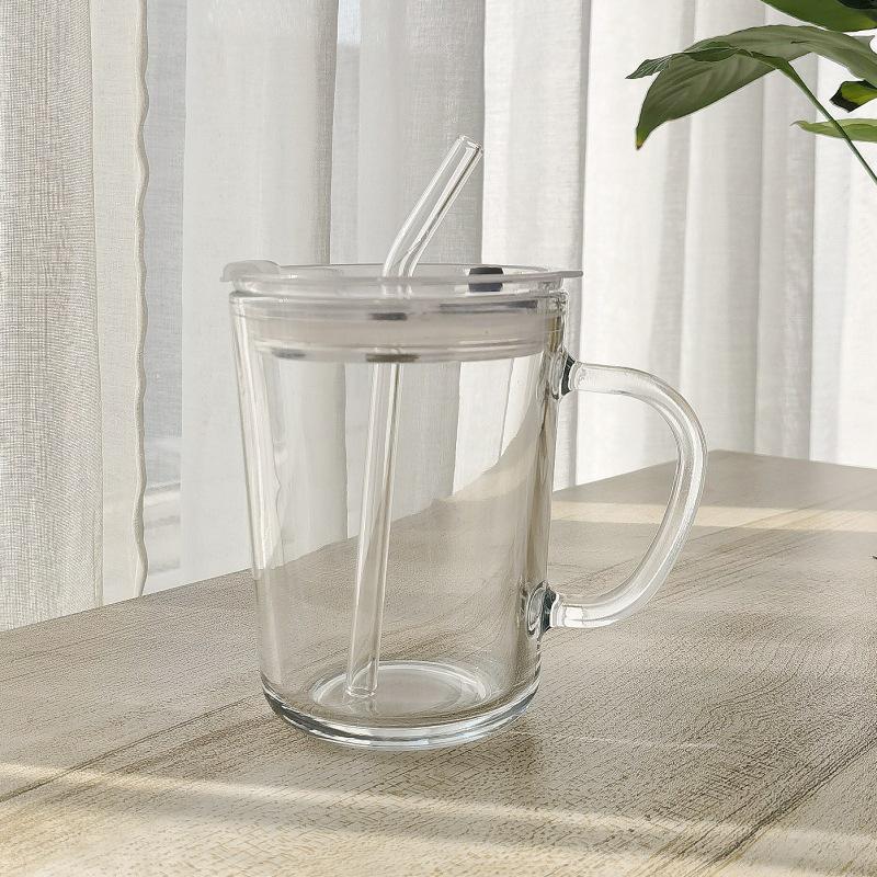 Милая мультяшная стеклянная чашка для молока с крышкой и ложкой, персонализированный подарок.