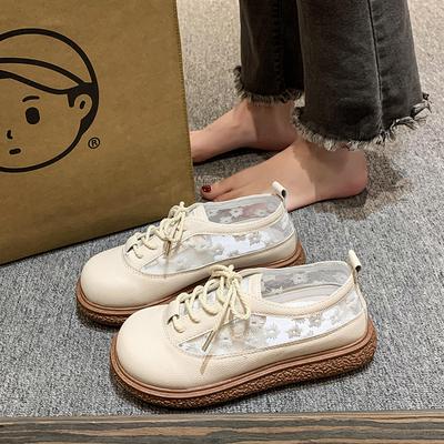 Туфли на платформе с круглым носком, женские летние новые женские туфли серии Мори, литературные и художественные полые сандалии на платформе, дышащие кукольные туфли на шнуровке