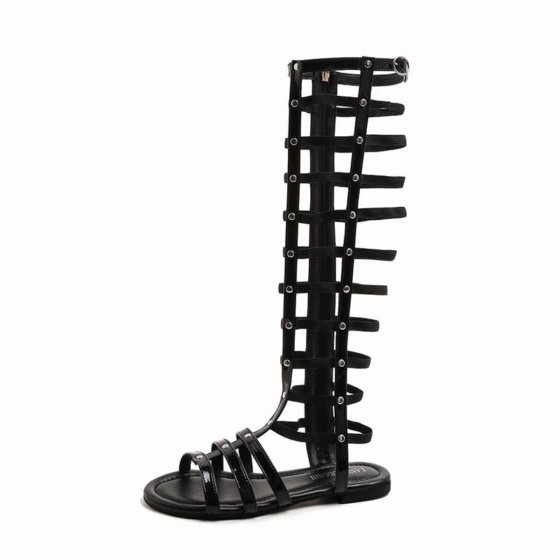 Roman Bandage Sandals Women Fashion Peep Toe Knee High Boots Ladies Retro Sandal 2025 New Summer Gladiator Shoes