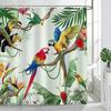 Тропические Птицы Шторка для Душа для Ванной Попугай Тукан Зеленые Листья Растения Лето Полиэстеровая Ткань Занавески для Ванной Декор Крючки