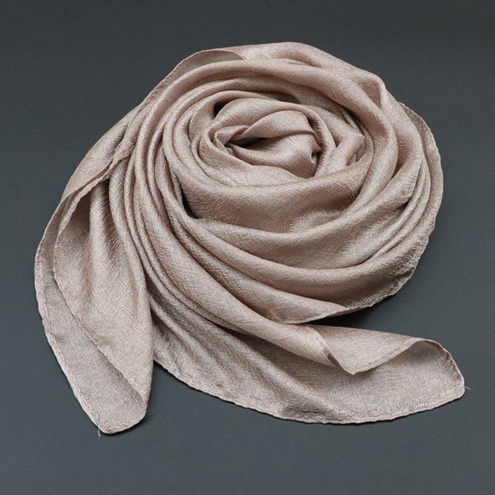 Pure Color Women Plain Scarf Head Wrap Plus Size Hijab New Female Sunscreen Shawl