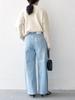 Ships Any Machine Washable Sideline Straight Wide Denim Pants, 723100084, Sky Blue, Size 38