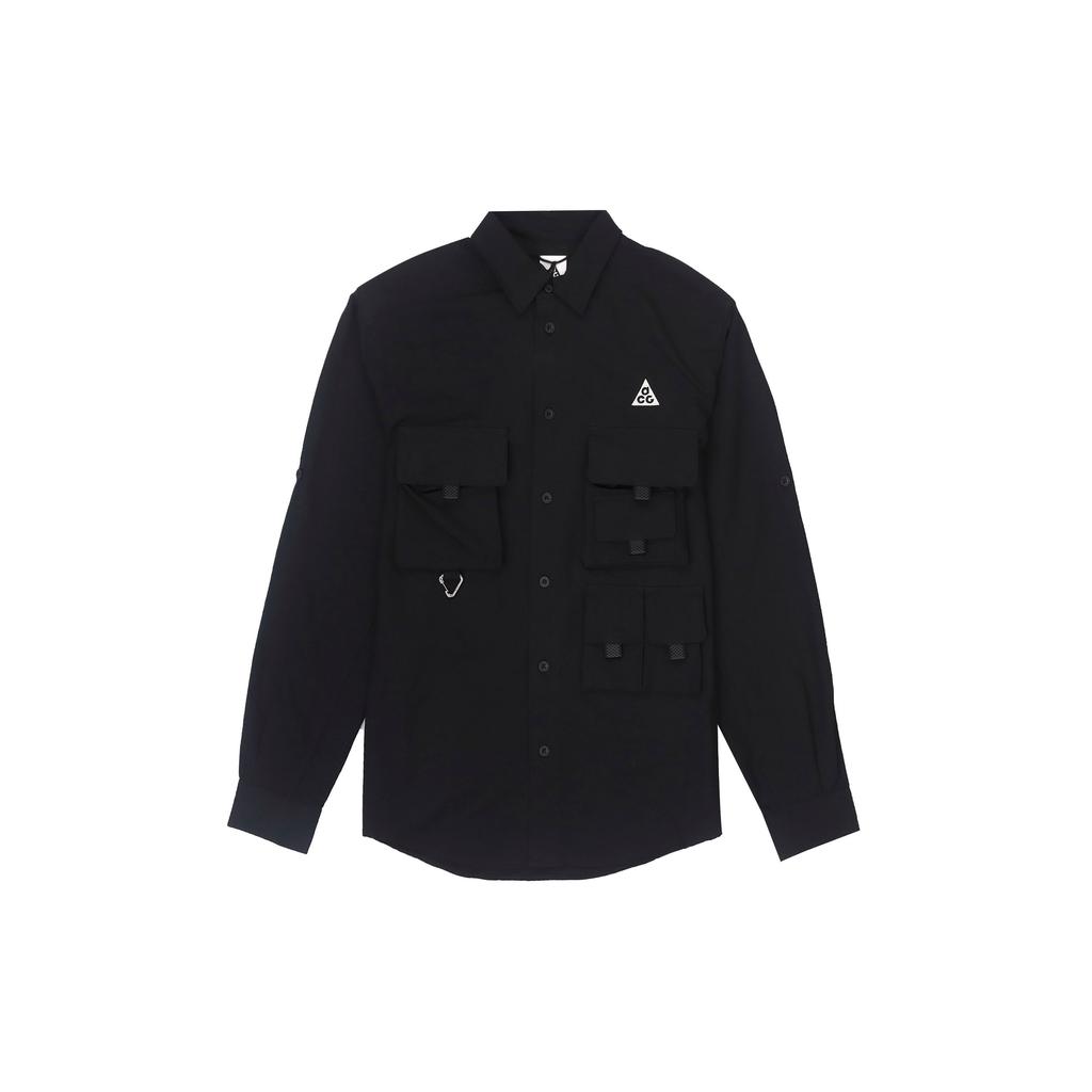 Nike Solid Color Logo Polo Pocket Button Jacket Men Jacket Black DN3937-010