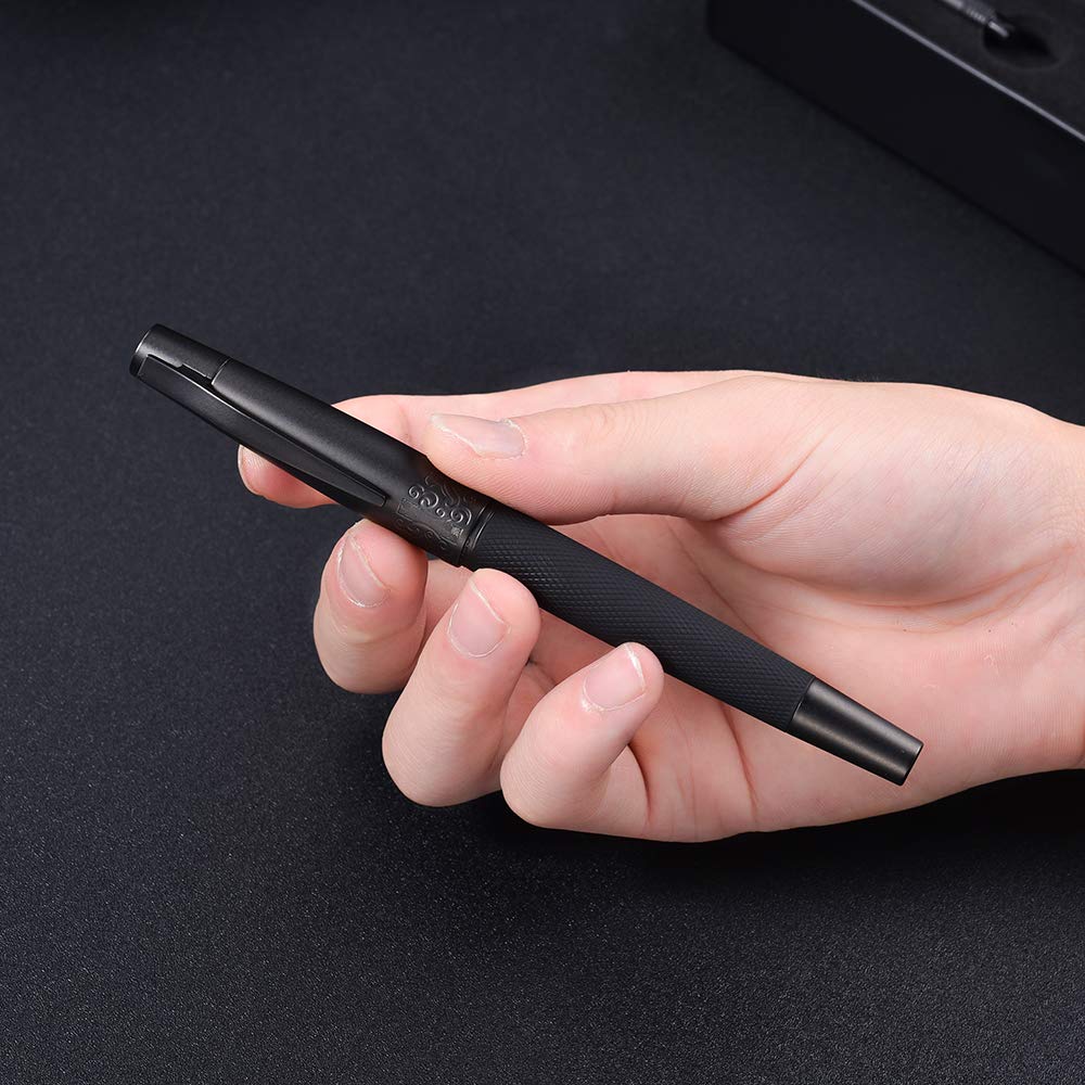 Fountain Pen Black Nib Fine Point Metal Gift Box Hongdian Men's