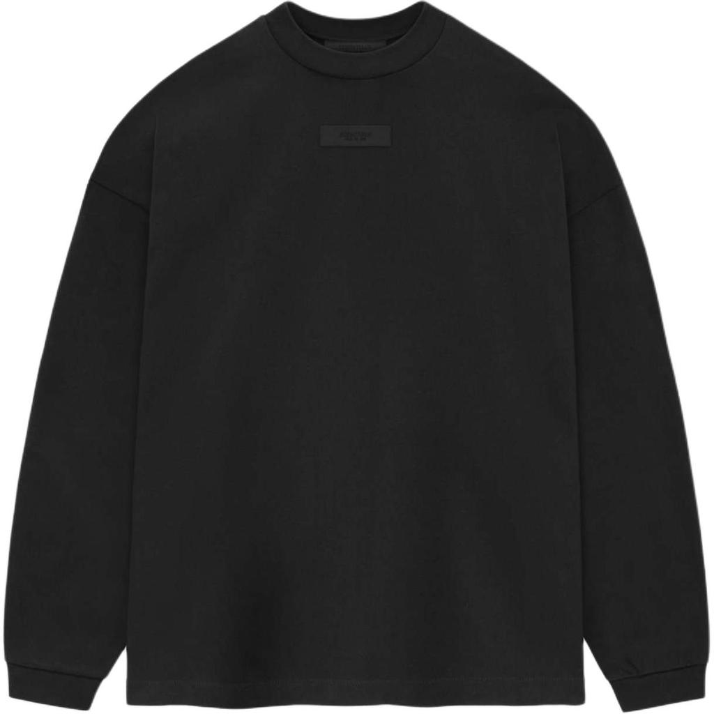 Fear of God Essentials Ss24 L/S Tee Летняя серия 2024 Логотип Свободный Ребристый трикотаж Круглый вырез Длинный рукав Опущенное плечо Футболка Мужская Черный 125SU244200F