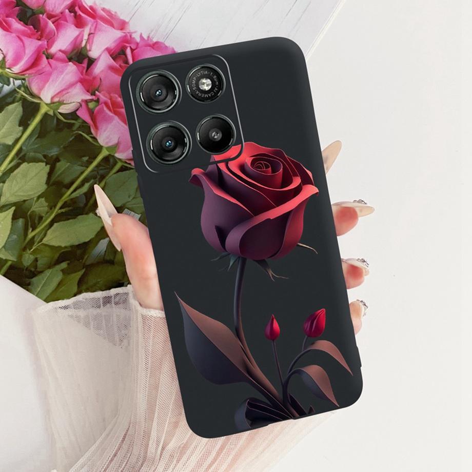 Чехол для телефона Motorola G77 5G Moto G67 5G Мягкий черный силиконовый чехол Бабочка Дракон Кот Цветочная живопись Бампер Funda